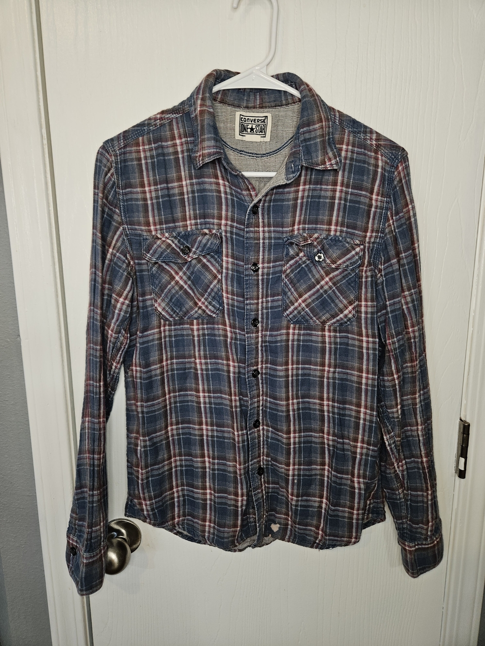 Converse Blue Red Plaid Button-Down Shirt